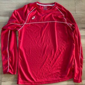 Asics   size medium womens tee t athletic shirt active long sleeve red gym